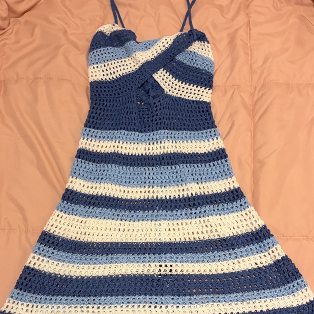 Blue and White Striped Kids Dress
